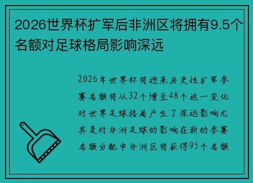 2026世界杯扩军后非洲区将拥有9.5个名额对足球格局影响深远 2026世界杯扩军后非洲区将拥有9.5个名额对足球格局影响深远